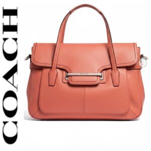 COACH Taylor Marin Satchel Coral Salmon Pink Leather F26781 Crossbody Bag $398